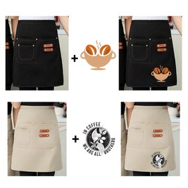 Custom Logo Waist Apron for Childcare, Kitchen & Business (Free Logo Printing) Summer Black