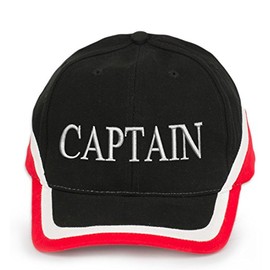4sold 100% Baumwolle Ancient Mariner Captain Cabin Boy Crew First Mate Yachting Baseball Cap Inschrift Schriftzug Rot Schwarz Weiß, Captain, Einheitsgröße