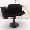 EOZY Mens 100% Wool Black Bowler Derby Hat Satin Lined