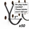 Right Arrange Steel Pegboard Hooks 50-Pack 1in J-Hook, Black -