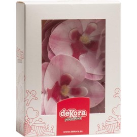 DEKORA Conf. 10 Orchidee in Cialda Decorazioni Commestibili per Torte, Rosa