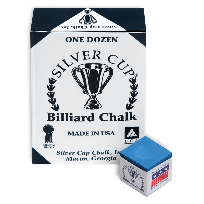 Silver Cup Billiard Pool Cue Chalk - ONE Dozen -