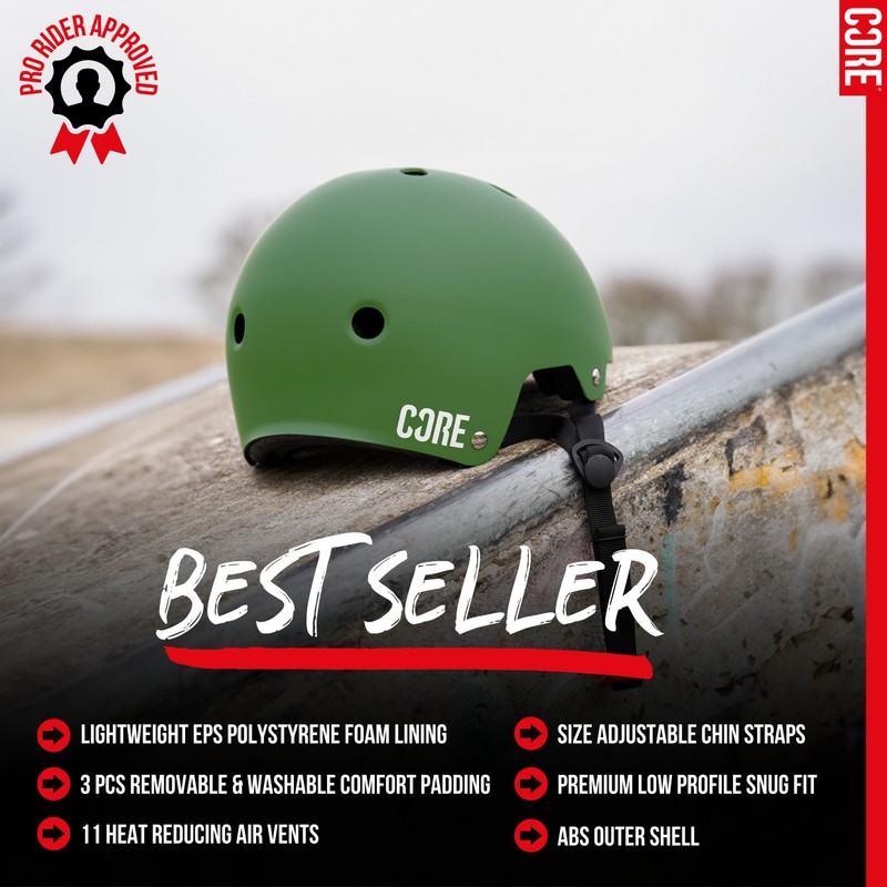 CORE Protection Street Helmet Skate/BMX/Bike/MTB/Scooter - Black/White, L/XL