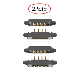 2 Pair Magnetic Bend Pogo Pin Connector with Location Hole, 2/3/4/5/7/8Pin 2A Pogopin Magnetic Connector Male+Female 2.54MM Through Holes Spring Loaded Connectors DC Charge Power Socket (4Pin)