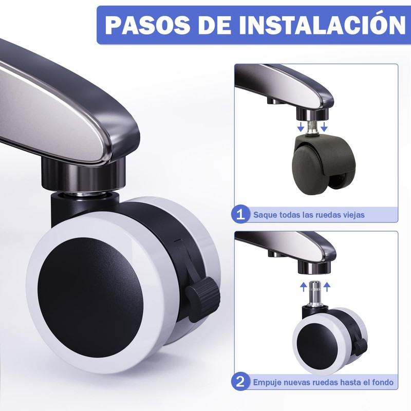 LIHAO 5X Ruedas Silla Oficina Freno Rueda Silla Giratoria 11mm/50mm