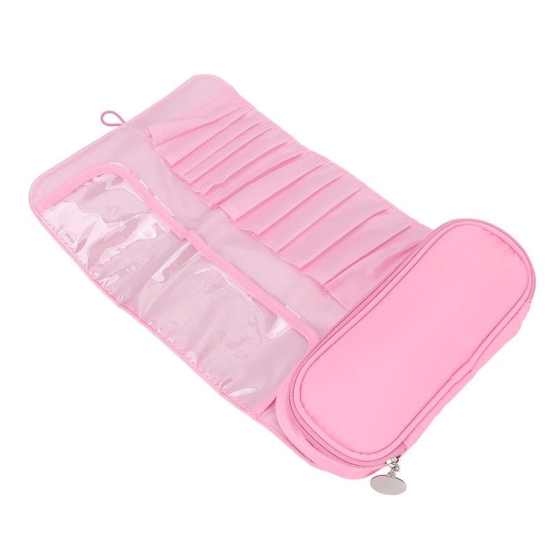 Cosmetic Bag Professional Makeup Brush Rolling Case Pink Cosmetics Make