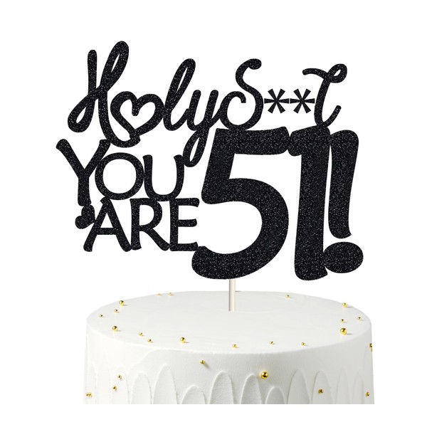 Decoración para tarta de cumpleaños 51, decoración para tartas de cumpleaños 51, purpurina negra, divertida decoración para tartas 51 para hombres, decoración para tartas 51 para mujeres, decoración de cumpleaños 51, decoración para tartas de cumpleaños 