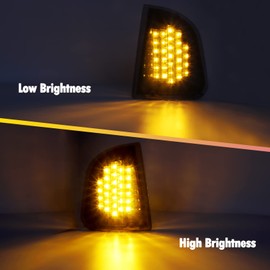 Partsam 1Pair Amber 29 LED Front Turn Signal Lights and Parking Lights Assembly Replacement for Kenworth T600 T660 K300 T300 T330, Smoked Lens,LH & RH, 1157 Plug