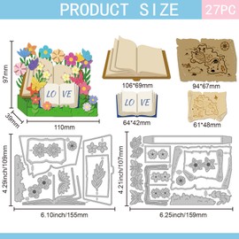 GLOBLELAND Books Cutting Dies for DIY Scrapbooking Metal Kraft Paper Cut Dies Flower Die Cuts for Card Making Embossing Photo Album Craft Decor