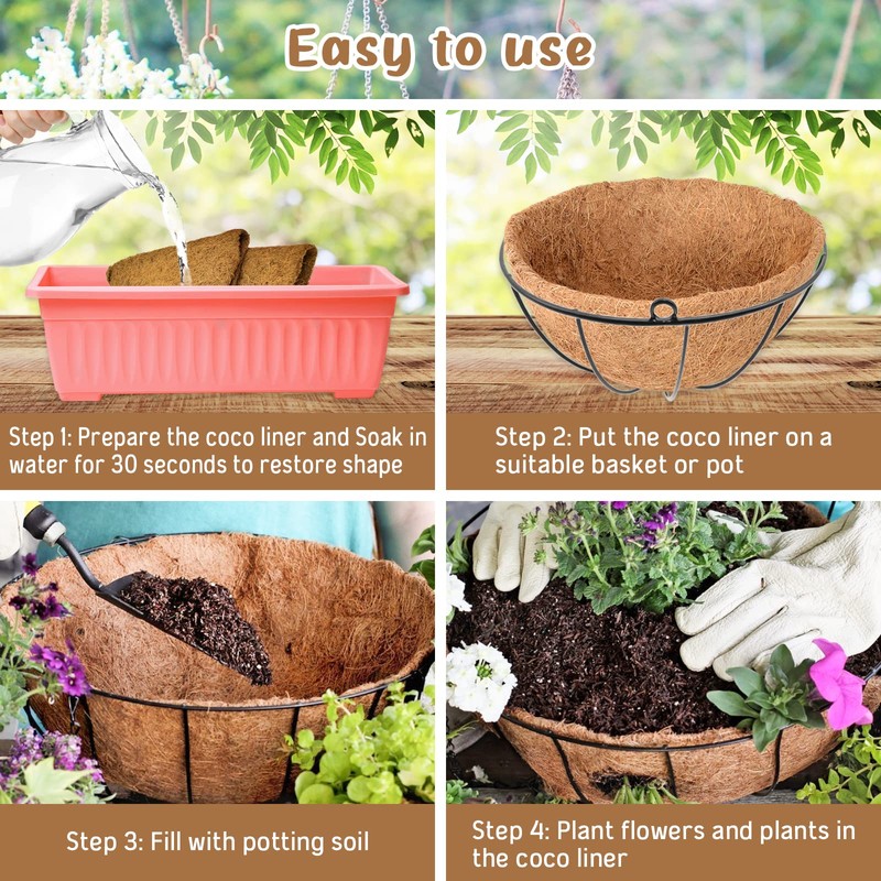 Legigo 3 Pack 20 Inch Hanging Basket Coco Liners Replacement,