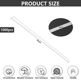 alwaiiz Pack of 1000 Cable Ties, White, 150 mm x 3 mm, Self-Locking Cable Ties, Adjustable Cable Ties, UV Resistant for Cable Management, Garden Decoration
