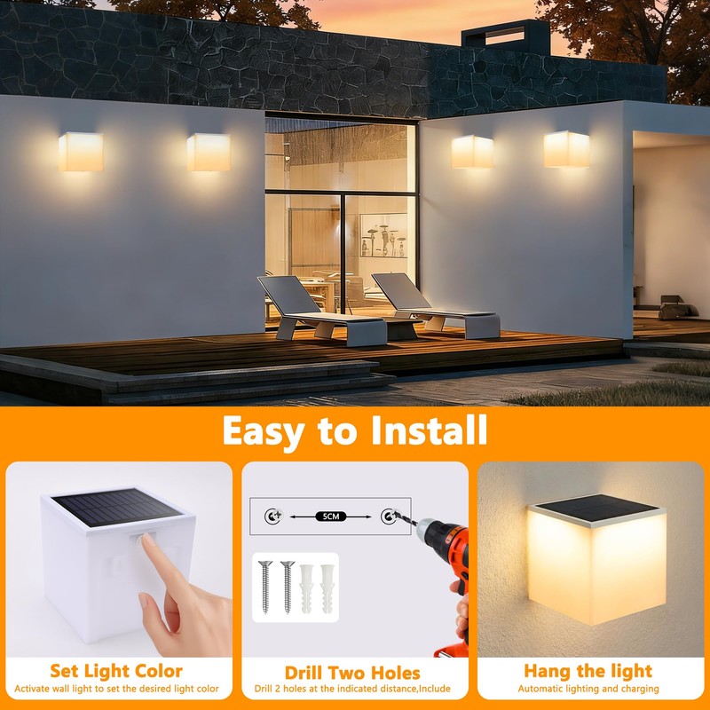 Flacchi Solar Wall Lights 2 Pack - 32 LED Dual-Color