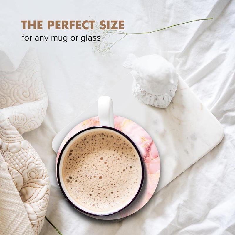 1 x Round Coaster - Letter E Marble Stone Texture