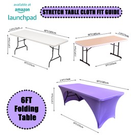 Dololoo Stretchable Tablecloths 6ft for Rectangle Tables with Open Back, Fitted Spandex Rectangular Patio Table Covers, Wedding, Party, Kitchen, Beauty Event Decoration-Lavender