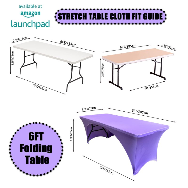 Dololoo Stretchable Tablecloths 6ft for Rectangle Tables with Open Back,