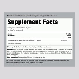 Piping Rock Mulberry Leaf Extract Capsules | 2000mg | 120 Count | Herbal Supplement | Non-GMO, Gluten Free