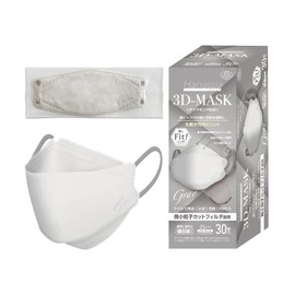 [AI-WILL] Hanassia 3D 立体 不織布マスク 30枚入り(グレー) 男女兼用 3D-Mask ダイヤモンド型 使い捨てマスク ふつうサイズ (205 × 160 mm) 個别包装 携帯に便利な【全国マスク工業会会員マーク入り】