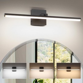 BrkNit 24 Inch LED Bathroom Vanity Light (3000K/4000K/6000K, Dimmable), Black Modern Bathroom Light Fixture Over Mirror, Vanity Light Bar for Bathroom with Angle Adjustable