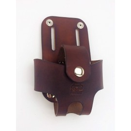 Basket Style Leather Tape Measure Holder by AP Saddlery (Dark Brown)