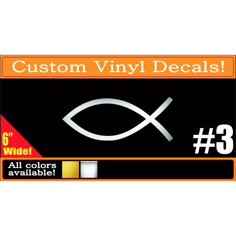 ID-Cals GOLD or CHROME Christian Fish Jesus Vinyl Decal Sticker