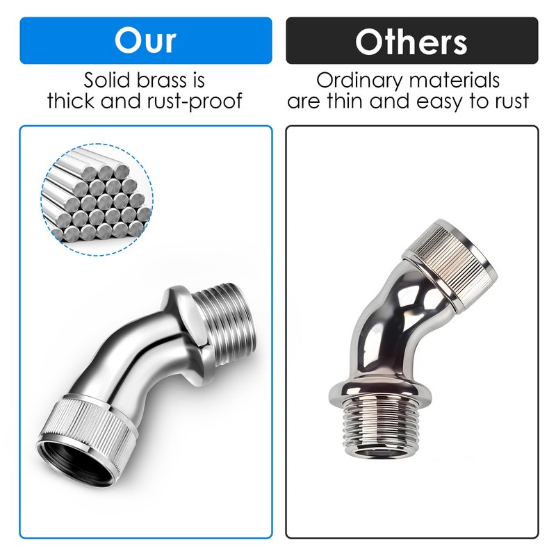 Shower Elbow Adapter for Shower Head, All Metal Handheld Shower
