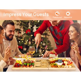 Charcuterie Boards, Thereye Cheese Board with Knife Set, Bamboo Charcuterie Board Set, Gifts for Women, Wedding Gifts, House Warming Gifts, Bridal Shower Gift (Extra Large)