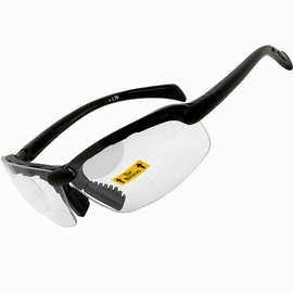 C2 Magnifying Bifocal Black Frame Safety Glasses (1.50 Top BF, Clear Lenses)