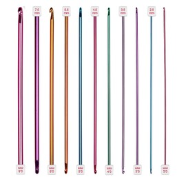 Tunisian Crochet Hooks Set, 11 Piece Crochet Hook Set, 27 cm, Lightweight Tunisian Crochet Hooks, Starter Set, Multicoloured, for Beginners, Knitting Enthusiasts or Professionals