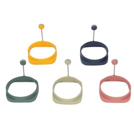 5 Uds. De Anillos de Silicona para Freír Huevos de Doble Cara, Molde para Tortilla Redondo de Doble Uso con Mango de Aislamiento Térmico, Molde de Cocina Creativo
