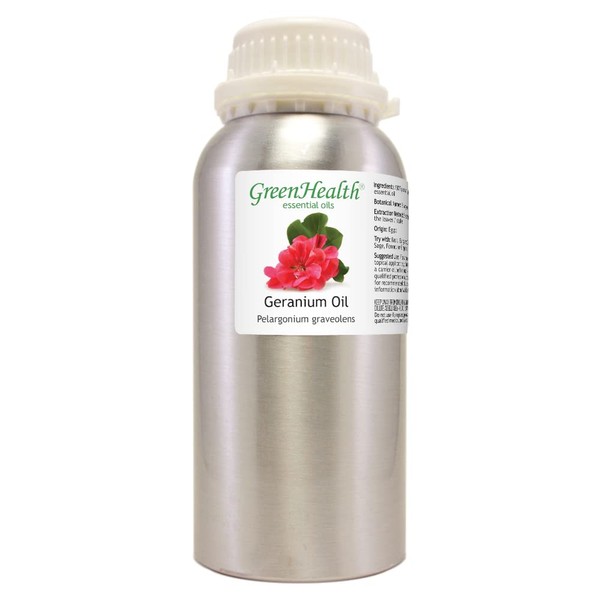 Geranium Essential Oil – 16 fl oz (473 ml) Aluminum Bottle w/ Plug Cap – 100% Pure – GreenHealth