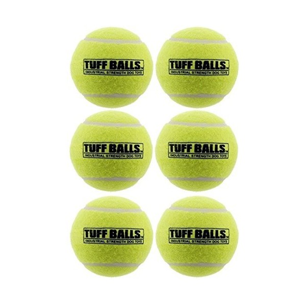 PetSport USA 2.5" Tuff Balls for Medium Dogs [Pet Safe Non-Toxic Industrial Strength Tennis Balls for Exercise, Play Time & Dog Training](6 Pack)