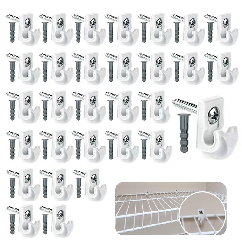 30 Pack Wire Shelf Wall Clips with Screws and Anchors