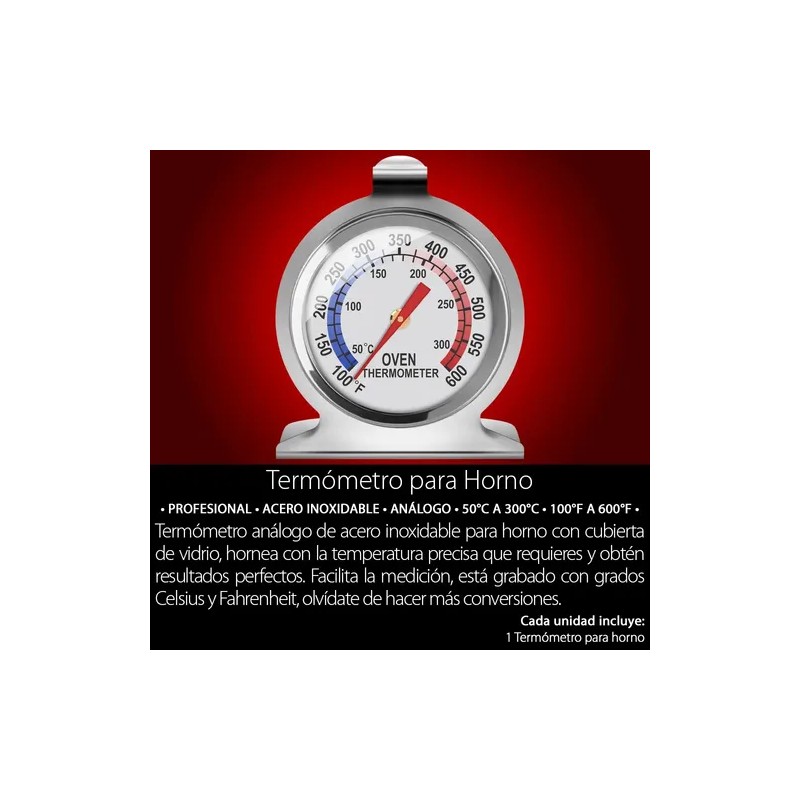 2 Pzs Termómetro Horno Acero Inoxidable Cocina Profesional