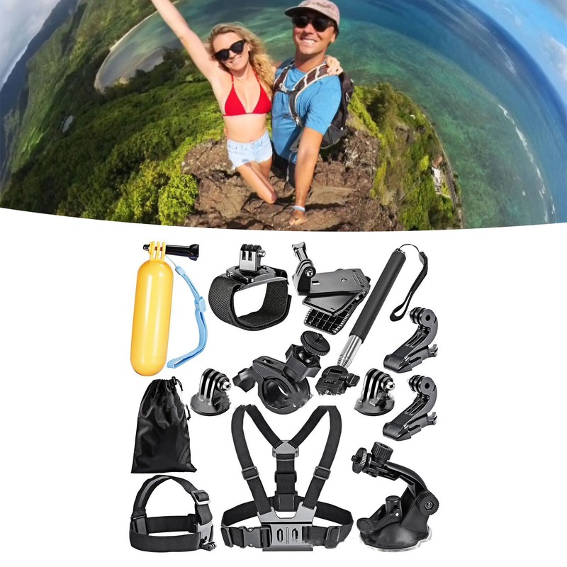 12PCS Action Camera Accessories Kit Adjustable Headband Floating Handle Assembly
