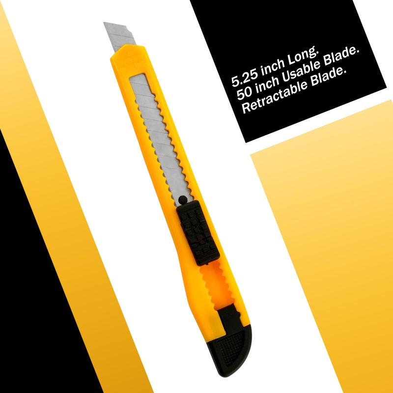 MotoProducts 50x Bulk Small Yellow Utility Knife Box Cutters Snap