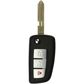 KeylessOption Keyless Remote Uncut Flip Key Fob for Nissan Frontier Murano Titan Versa Xterra Infiniti (DIY Program Included)