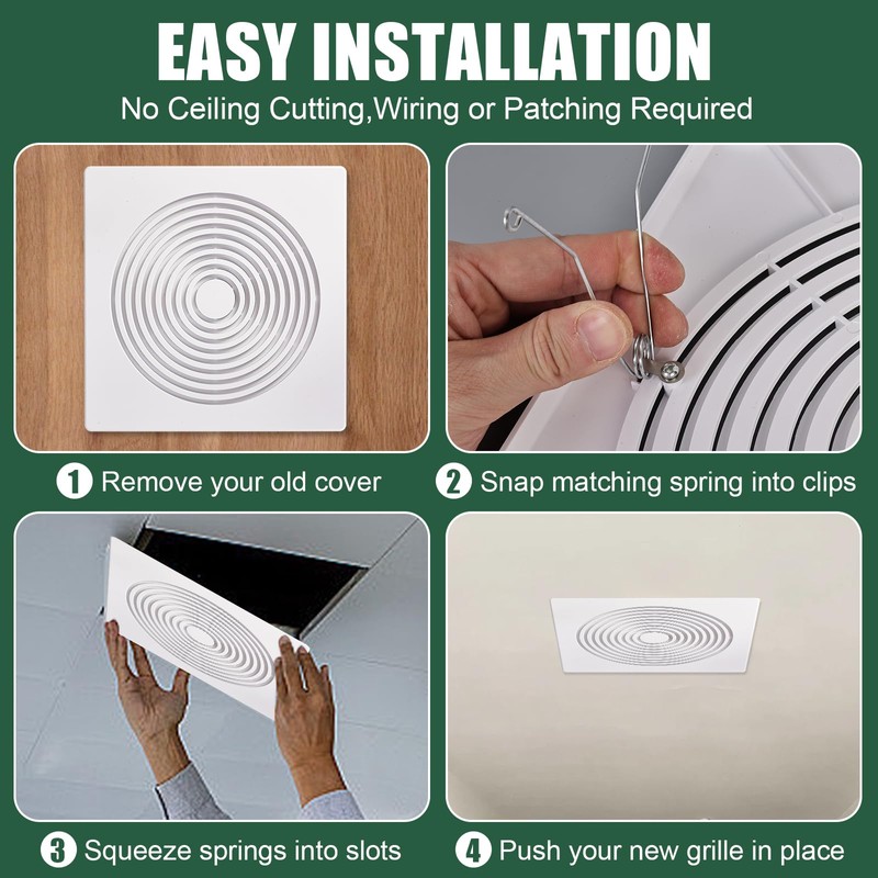 PTLEVYN Bathroom Exhaust Fan Cover White Matte Bathroom Ceiling Fan