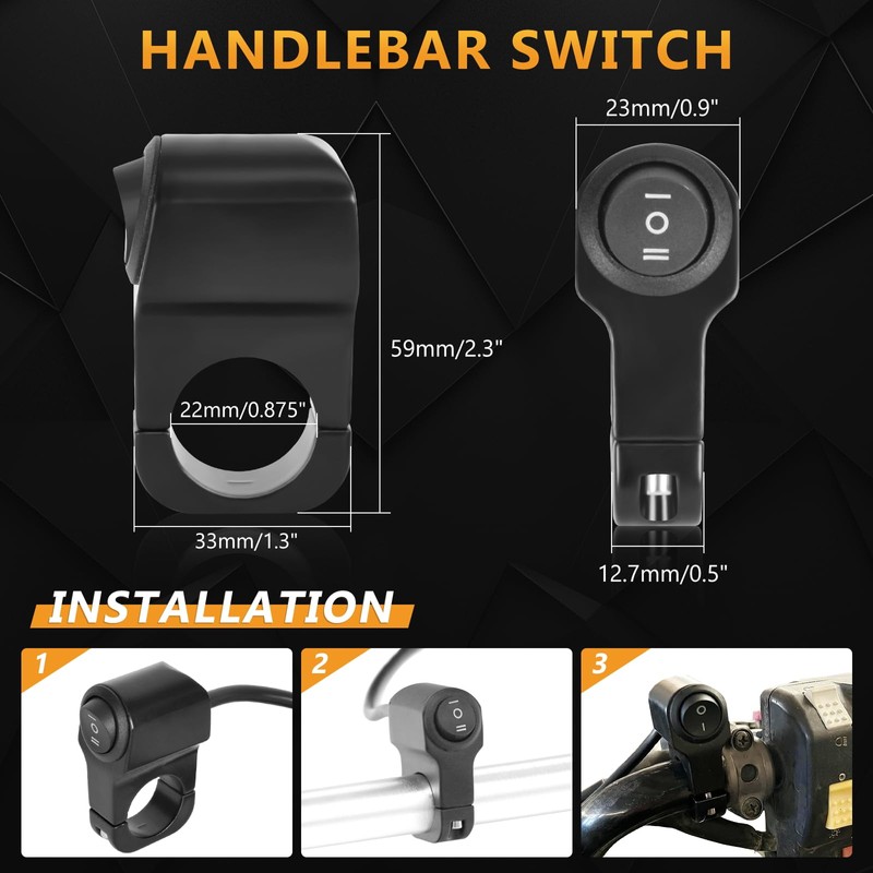 Wai Danie 7/8" Motorcycle Handlebar Headlight Switch ON-OFF Three-Position Waterproof