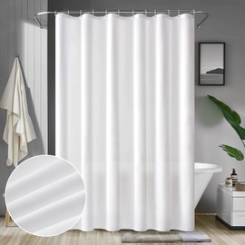 MIULEE Shower Curtain 180 x 180 cm White Waterproof Bath Curtain Anti-Mould and Textile Washable Quick Drying Bathroom for Bath and Shower Shower Curtains with 12 Shower Curtain Rings
