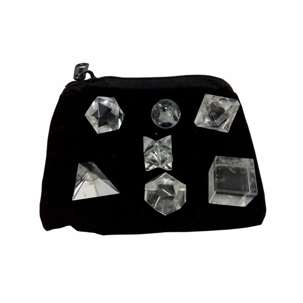 WholesaleGemShop - Clear Crystal Quartz Geometric Shape Set with Bag
