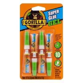 Gorilla Super Glue Gel, Clear Glue, Four 3 Gram Tubes (Pack of 1) - All Purpose and Fast Setting for Projects and Repairs