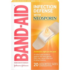 Band-Aid 5570 Antibiotic Bandages, Neosporin Ointment, 20ct