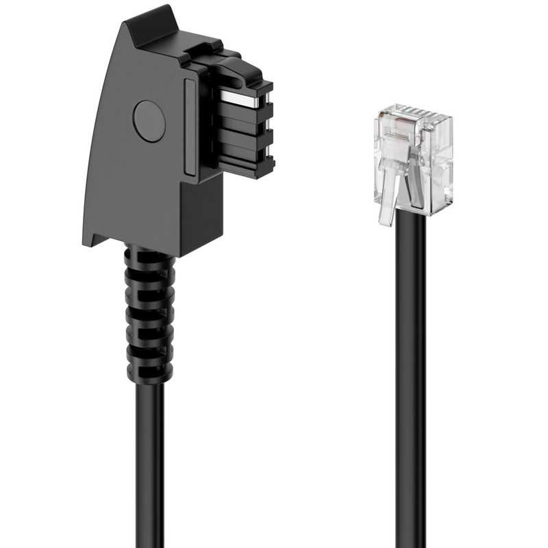 deleyCON 1 m Telephone Cable, TAE-F Plug to RJ11 Plug,