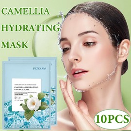 Camellia Soothing Face Mask Hydrating,Moisturizing Long Lasting Facial Sheet Mask for All Skin Types,Soft Camellia Masks for Dry Skin,Pack of 10