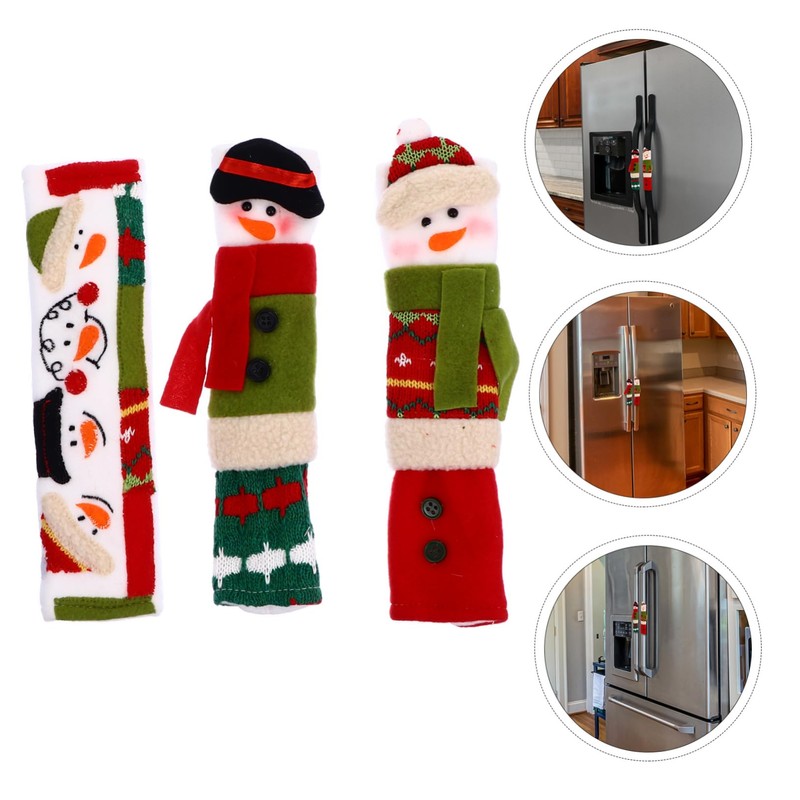 LABRIMP Snowman Themed Handle Covers 3 Pack Snowman Fabric Handle
