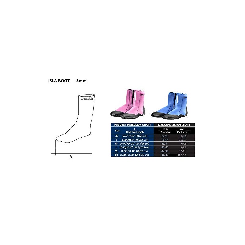 Cressi Isla Boots - Unisex Diving Neoprene Boots with Rubber