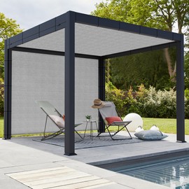 Coarbor 12'x12' Straight Edge Sun Shade Sail Rectangle Canopy Cover 240GSM Grommets Placed All Edges for Outdoor Pergola Patio Gazebo Deck Yard-Light Grey