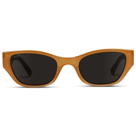 WearMe Pro - Thick Rectangular Trendy Women Sunglasses (Orange Frame/Black Lens)