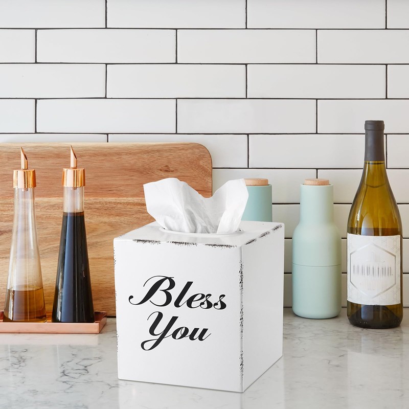 Sumnacon Tissue Box Cover Square, Bless You Tissue Holders, Decorative