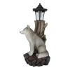 Ebros Gift Woodlands Lone Gray Wolf Greetings Figurine Solar LED